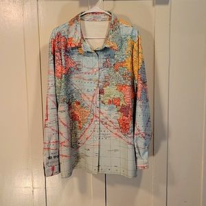 Misslook Vintage Map Blouse